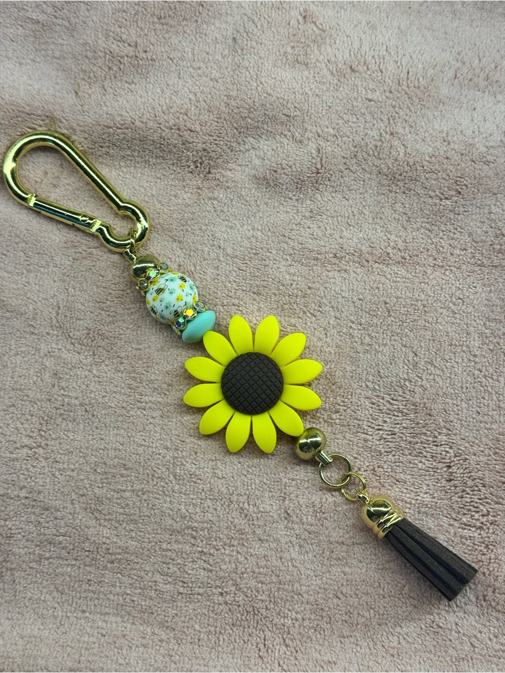 Yellow Sunflower Key & Bag Charm with Tassel